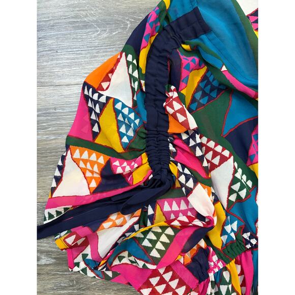 Maeve Anthropologie Dress 8 Colorful Puff Sleeve Boho Festival Art - Picture 2 of 8